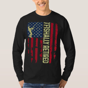 Mens O'fishally Retired Dad Usa Patriotic Flag Fat T-Shirt