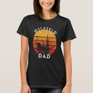 Mens Oil Rig Retro Sunset Oilfield Dad Worker Oild T-Shirt