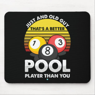 Mens Old Guy Pool Player - Funny Billiards Gift Id Mouse Mat