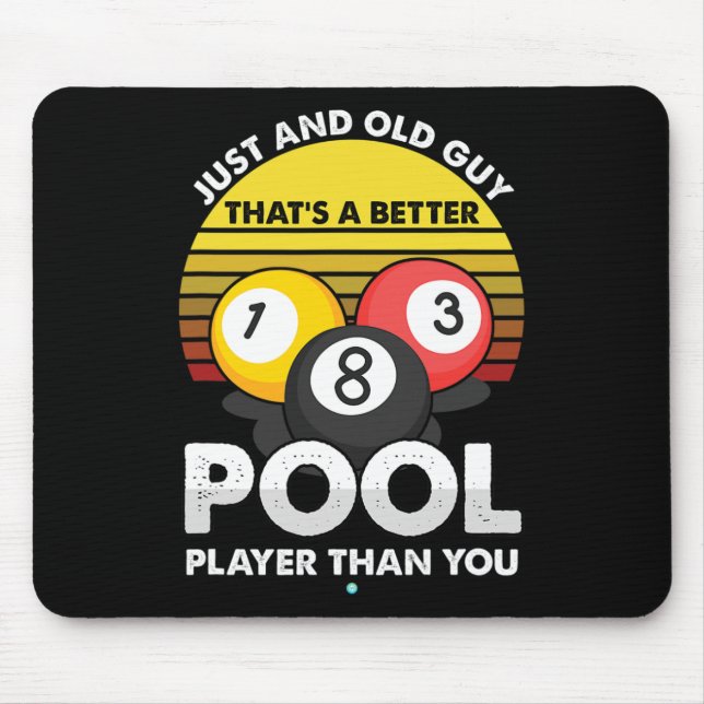 Mens Old Guy Pool Player - Funny Billiards Gift Id Mouse Mat (Front)