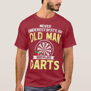 Mens Old Man Darts Tshirt Fathers Day Dart Gift
