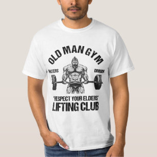 Mens Old Man Gym Respect Your Elders Lifting Clubs T-Shirt