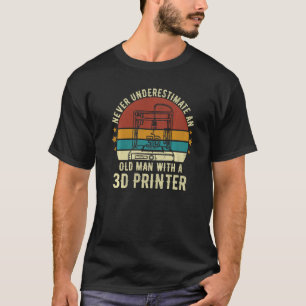 Mens Old Man With A 3D Printer Sarcastic Funny 3D  T-Shirt