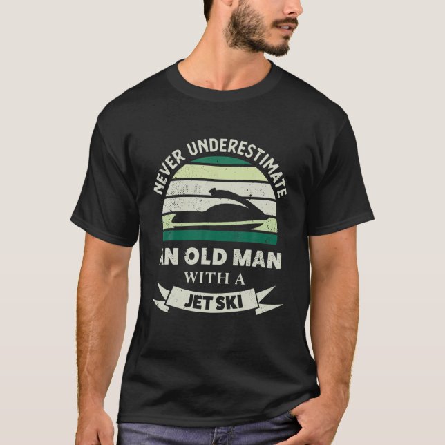 Mens Old Man With A Jet Ski Funny Boating Xmas Gif T-Shirt (Front)