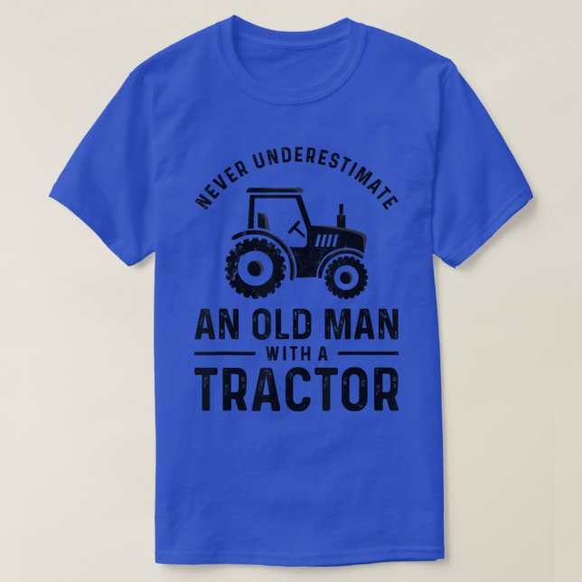 Mens old man with a tractor  for men Farmer Farmin T-Shirt (Design Front)