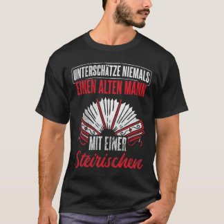 Mens Old Man with Styrian Harmonica Accordion 1 T-Shirt