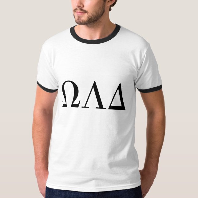 Mens Omega Lambda Delta Ringer Tee (Front)