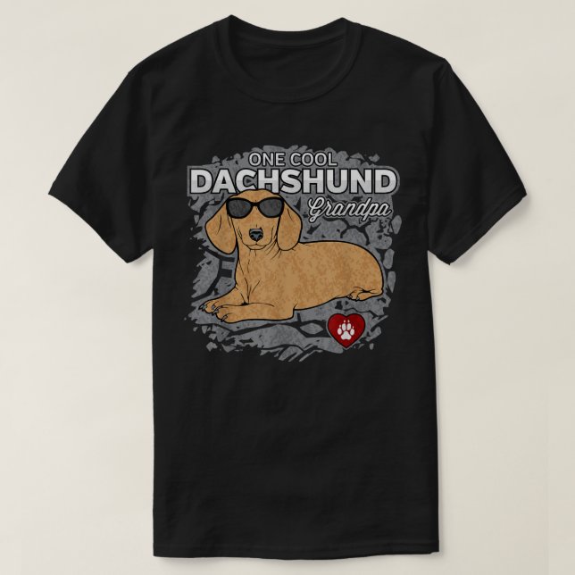 Mens One Cool Dachshund Grandpa Pet Lover T-shirt (Design Front)