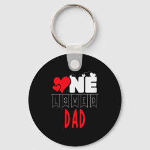 Mens One Loved Dad Valentines Day Graphic Art Key Ring