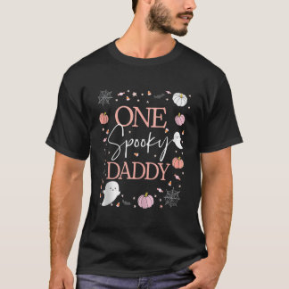 Mens One Spooky Daddy of the Birthday Girl Pink Ha T-Shirt