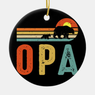 Mens Opa Bear Men Vintage Retro Bear Decor Ceramic Tree Decoration