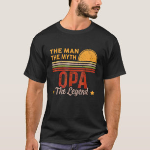 Mens Opa The Man Myth Legend Retro Grandpa Fathers T-Shirt