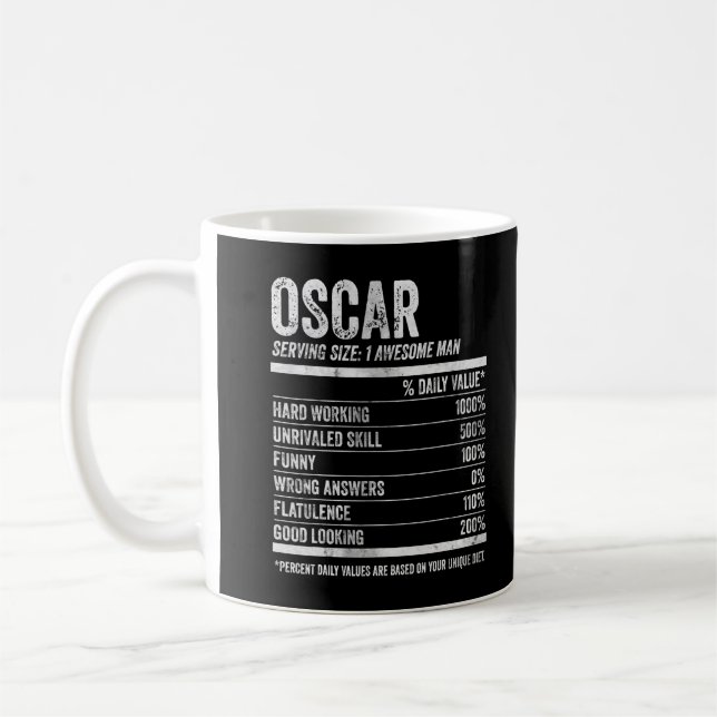 Mens Oscar Nutrition Personalised Name Shirt Funny Coffee Mug (Left)