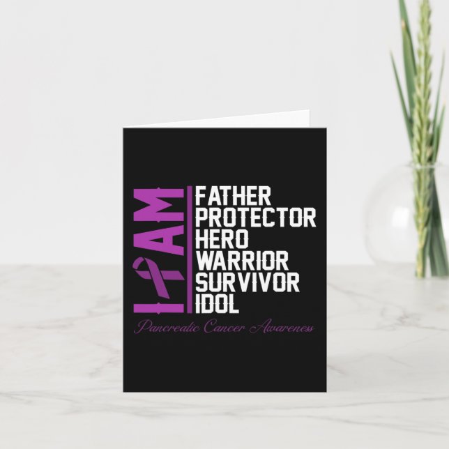 Mens Pancreatic Cancer Awareness  I Am Father Hero Card (Front)