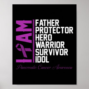 Mens Pancreatic Cancer Awareness  I Am Father Hero Poster