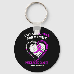 Mens Pancreatic Cancer - I Wear Purple For My Wif Key Ring