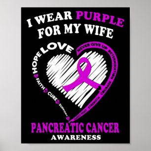 Mens Pancreatic Cancer - I Wear Purple For My Wife Poster
