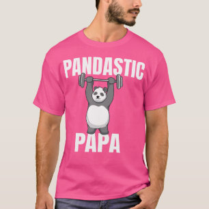 Mens Pandastic Papa Panda Lifting Weights T-Shirt