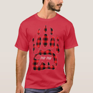 Mens Pap Pap Bear Red Plaid Buffalo Pap Pap Matchi T-Shirt