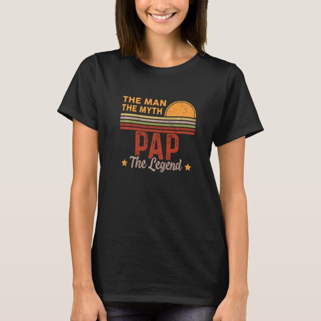 Mens Pap The Man Myth Legend Retro Grandpa Fathers T-Shirt (Front)