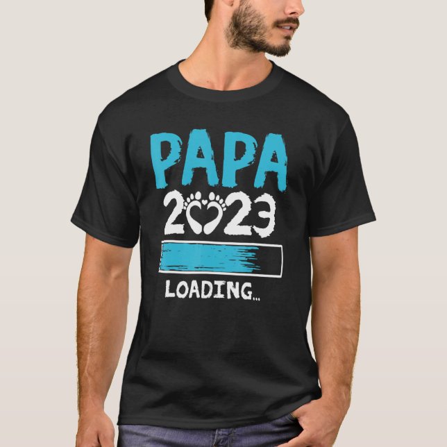 Mens Papa 2023 Loading  New Dad Father To Be 1 T-Shirt (Front)