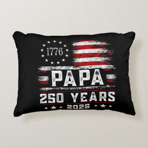 Mens Papa American Flag 250 Years 4th of July Gran Decorative Cushion