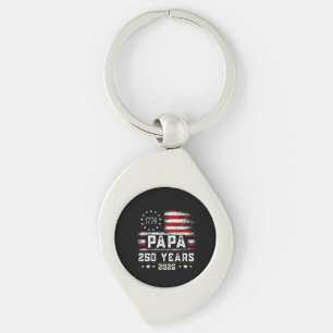 Mens Papa American Flag 250 Years 4th of July Gran Key Ring
