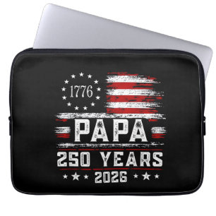 Mens Papa American Flag 250 Years 4th of July Gran Laptop Sleeve