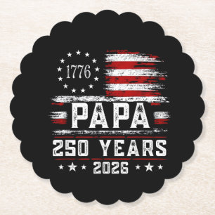 Mens Papa American Flag 250 Years 4th of July Gran Paper Coaster