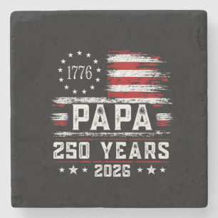 Mens Papa American Flag 250 Years 4th of July Gran Stone Coaster