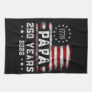 Mens Papa American Flag 250 Years 4th of July Gran Tea Towel
