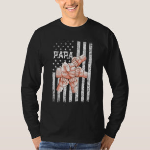 Mens Papa American Flag 4 Kids Father's Day 4th Of T-Shirt