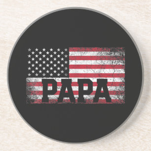 Mens Papa American Flag Father's Day 4th of July G Coaster