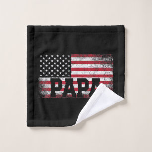 Mens Papa American Flag Father's Day 4th of July G Wash Cloth
