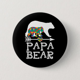 Mens Papa Bear Autism Men Father Daddy Autism Awar 6 Cm Round Badge