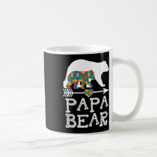 Mens Papa Bear Autism Men Father Daddy Autism Awar Coffee Mug