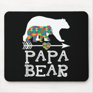 Mens Papa Bear Autism Men Father Daddy Autism Awar Mouse Mat