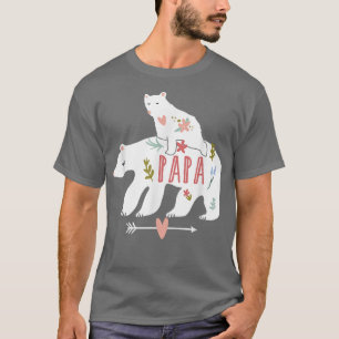 Mens Papa Bear Baby Bear Cub Riding On Back Father T-Shirt
