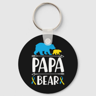 Mens Papa Bear Down Syndrome Awareness Proud Dad  Key Ring