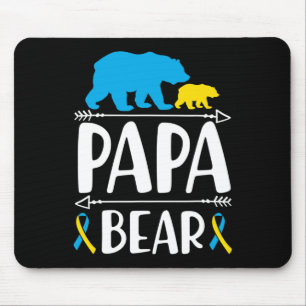 Mens Papa Bear Down Syndrome Awareness Proud Dad Mouse Mat