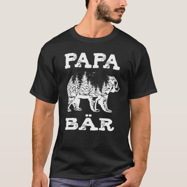 Mens Papa Bear Forest Design T-Shirt (Front)