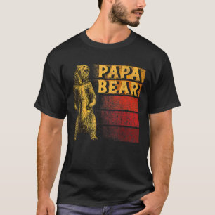 Mens Papa Bear  Funny Fathers Day Vintage Retro T-Shirt