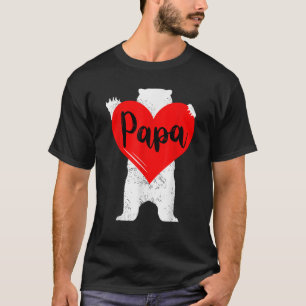 Mens Papa Bear Hugs Big Red Heart Valentine s Day  T-Shirt
