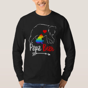 Mens Papa Bear Proud Dad Daddy Ally Lgbtq Rainbow T-Shirt