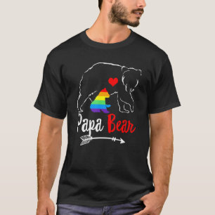 Mens Papa Bear Proud Dad Daddy Ally Lgbtq Rainbow T-Shirt
