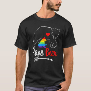 Mens Papa Bear Proud Dad Daddy Ally Lgbtq Rainbow T-Shirt