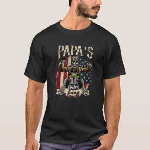 Mens Papa Biker Gang Flag Papa Rides Bike T-Shirt