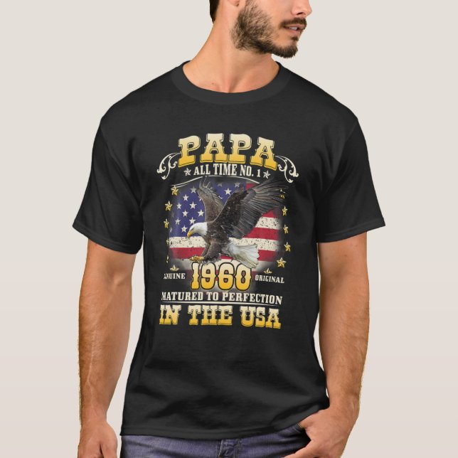 Mens Papa Birthday Gifts Born 1960 T T-Shirt (Front)