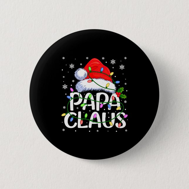 Mens Papa Claus Christmas Lights Long Sleeve  6 Cm Round Badge (Front)