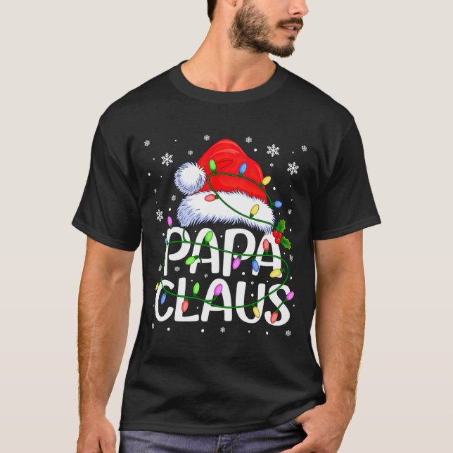 Mens Papa Claus Christmas Lights Long Sleeve  T-Shirt (Front)